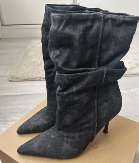Zara prechodné čižmičky čierny denim, zara,40