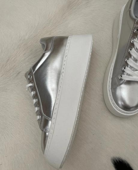 Strieborne tenisky na platforme, 40