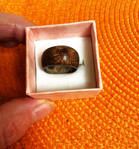 Hand made drevený prsteň, 