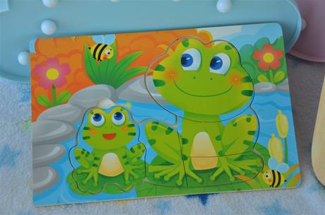 2x drevené puzzle-žabky,