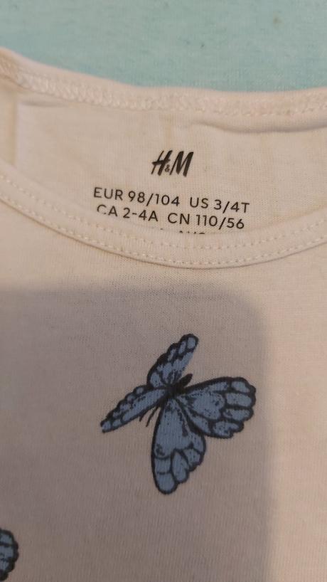 Letné tielko motýliky h&m 98/104, h&m,98
