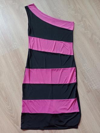 Čierno ružové pásikavé šaty, m