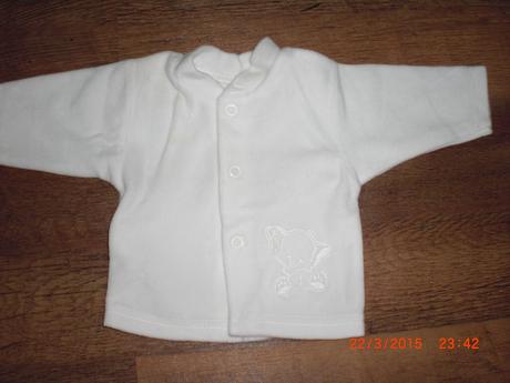 Pekná biela súpravička do pôrodnice, richelieu,56