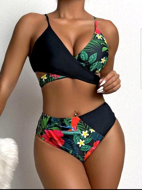 Plavky kvetina +kimono, l / m / s / xl