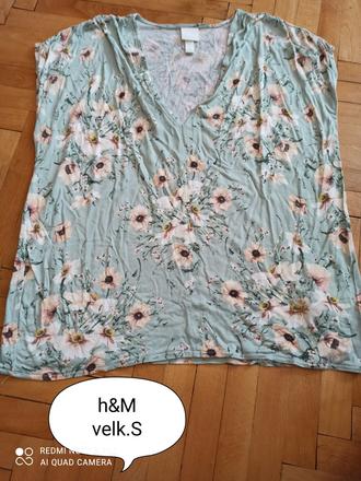 Kvietkované tricko, h&m,s