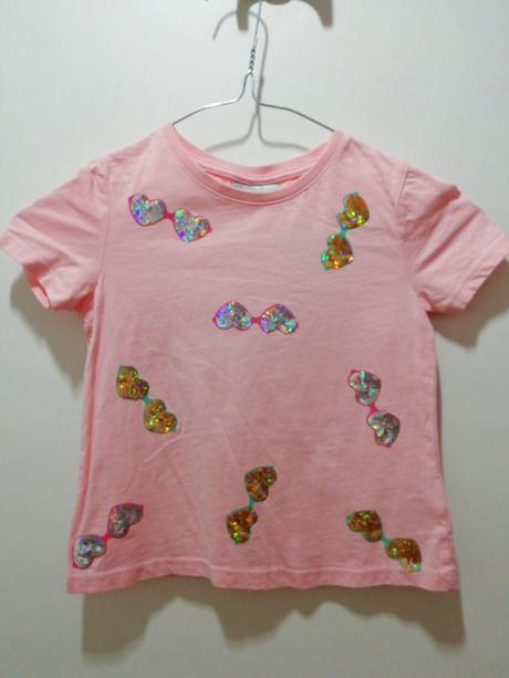 Ružové tričko so srdiečkami flitrami, matalan,104