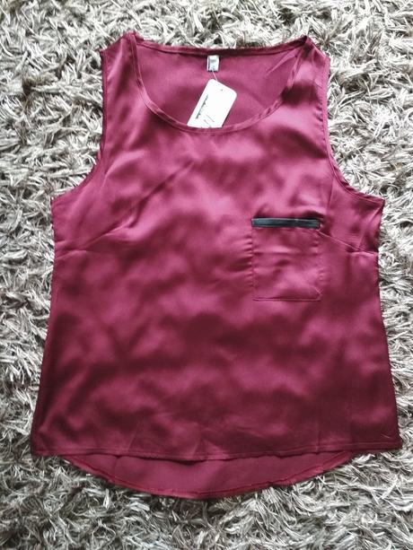 Saténový top bordový, l