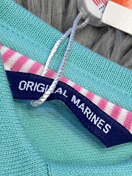 Dievčenské tričko s golierom a nápisom (62-68), original marines,62 / 68