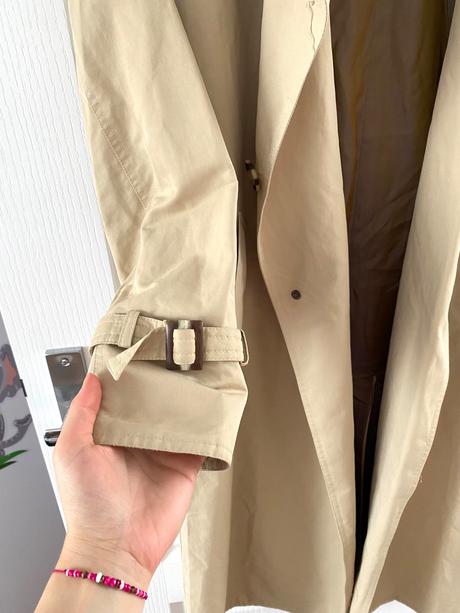 Klasický bavlnený béžový dlhý trenčkot, m