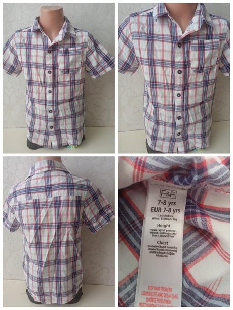 Chlapčenská kockovaná košeľa f&f (7-8 r.), f&f,128