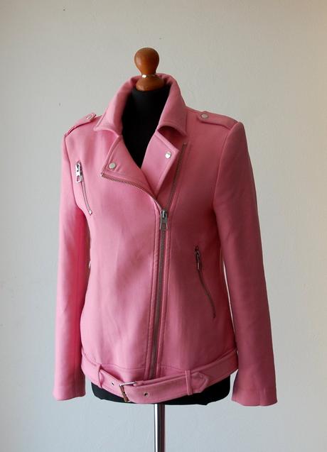 Štýlová ružová motorkárska bunda (biker jacket), h&m,s