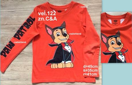 Chlapčenské tričko veĺ.122, zn.c&a, paw patrol, c&a,122