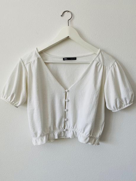 Zara krátky biely top, zara,s