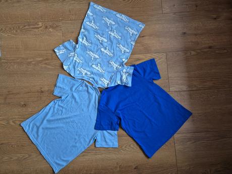 3 x bavlnené tričko, lupilu,116 / 122 / 128