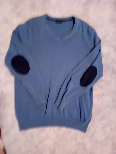 Modrý pulóver do s výstrihom do v, tchibo,xl