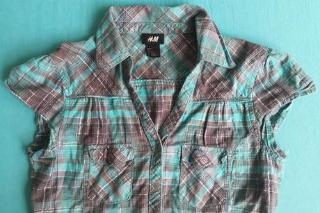 Karovana tmavozelena bluzka, h&m,158