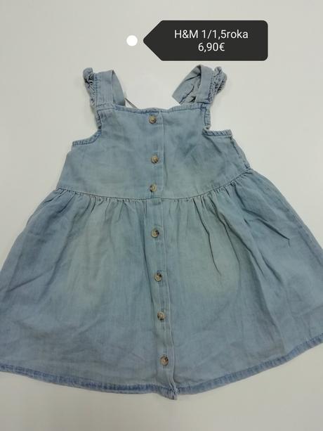 Bavlnené rifľové šaty s volánikmi, h&m,86