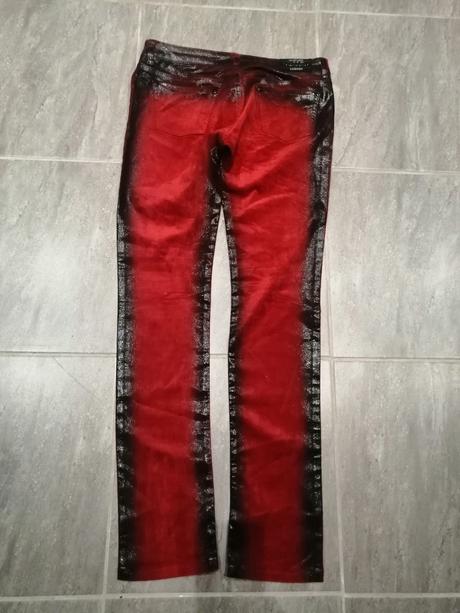 Luxus červené jeans stefano v40, jeans v30, 40