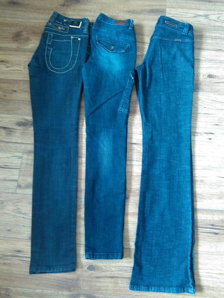 Značkové tmavomodré rifle slim, strech, hippie, s