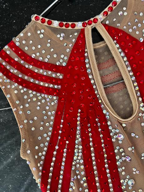 Gymnastický súťažný dres swarovski vel. 6-10 rokov, 128