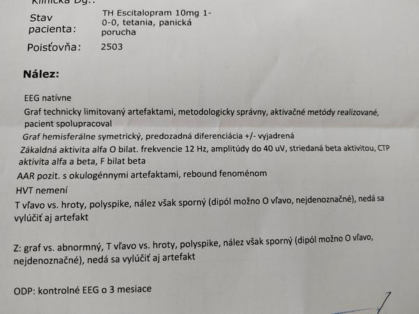 Aký je nález z môjho EEG vyšetrenia?