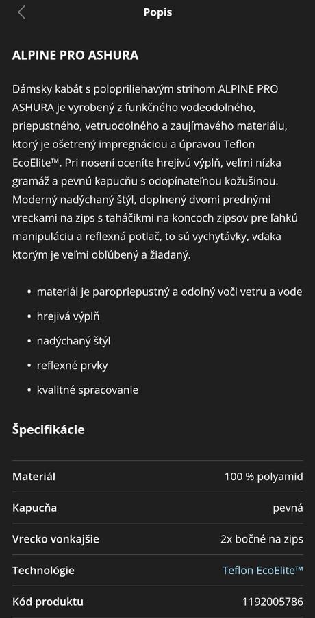 Bunda alpine pro, alpine pro,xs