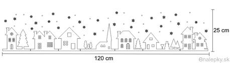 Nálepky na stenu/okno - vianočná dedinka/domčeky, 