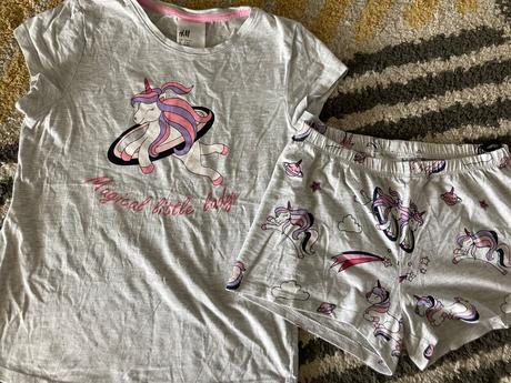 Jednorožcové letné pyžamo 134/140, h&m,134