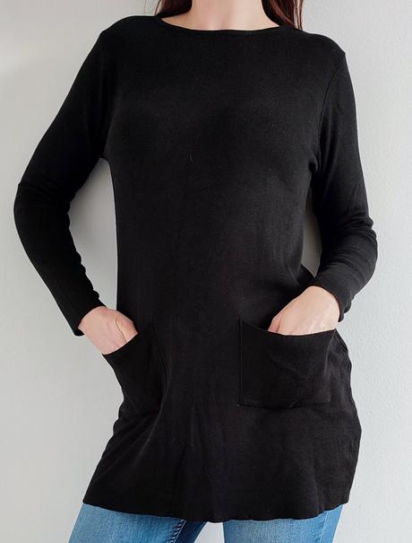 Čierny predĺžený tenký sveter, atmosphere,m