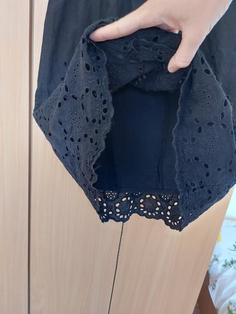 Čierne bavlnené madeirové šaty, xs