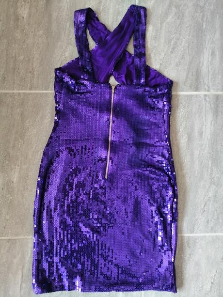 Luxus fialové flitrové párty šaty asos, v40, 40