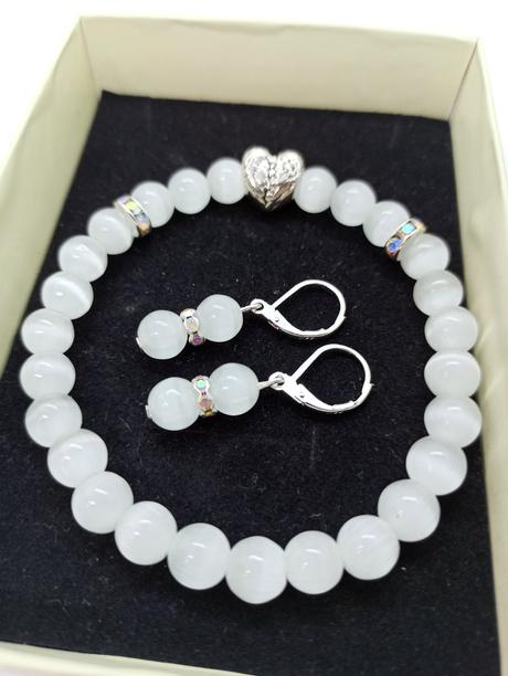 Handmade náramky -mačacie oko,aj set s náušnicami, 