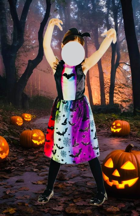Farebné dievčenské šaty na halloween + čelenka,
