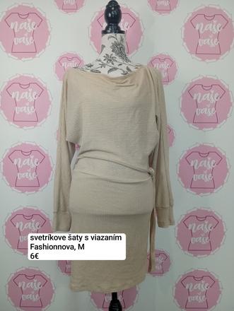 Svetríkove šaty s viazaním, m