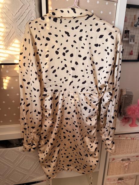 Šaty košeľové vzorovane bezova cierna, m