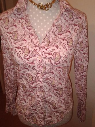 Ružová blúzka s bordovým vzorom veľ. m, m