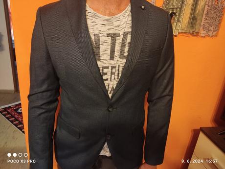 Oblek pánsky 48 modrý s ornamentom vzor novy, 48