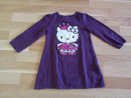 Fialový pulovrík/šatočky s mačičkou, h&m,92