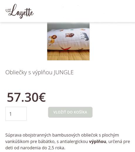 Obliecky s vyplnou layette jungle 2 komplety,