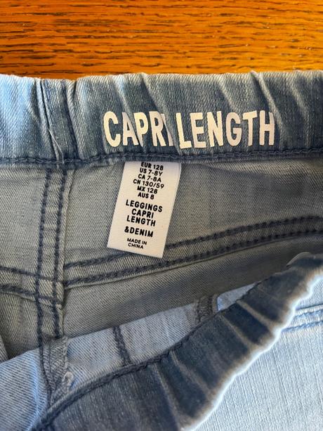 Jegginsy riflové capri trištvrťová dĺžka, h&m,128