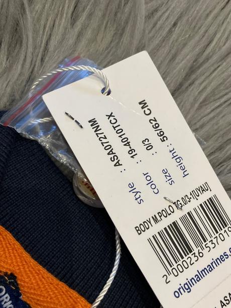 Chlapčenské body s golierom a nápisom (0-3 mes.), original marines,56