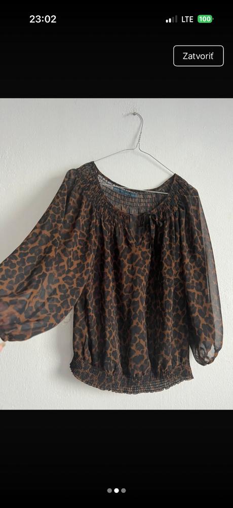 Zara tigrovana tunika tricko bluzka transparentna, zara,s