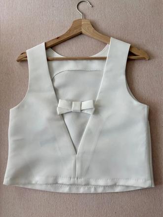 Elegantný biely top s mašľou, h&m,s