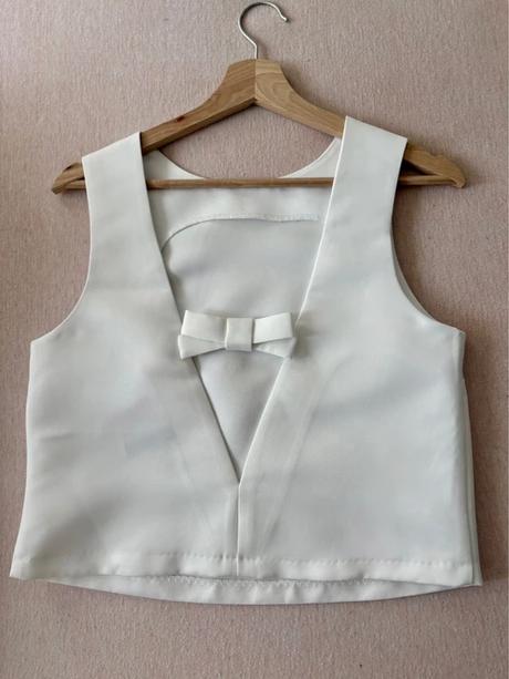 Elegantný biely top s mašľou, h&m,s