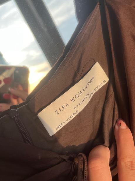 Zara hnede obtiahnute mini šaty s dlhym rukavom, zara,m