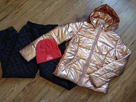 Zimná lesklá marhuľová bunda, takko,38