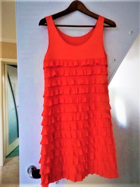 Koralové úpletové šaty, s