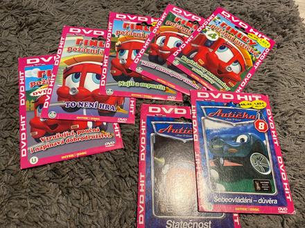 Dvd autíčka 6,8 a finley požární autíčko 0,4,7,8, 