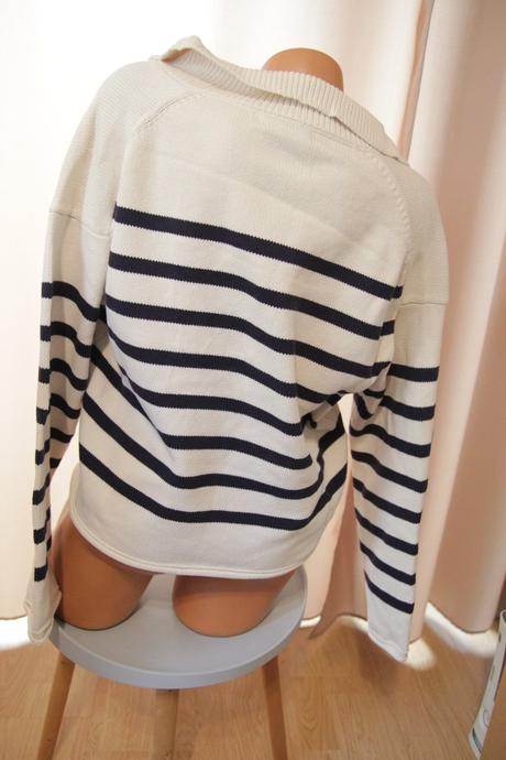 Bielo modrý bavlnený sveter, xl, xl