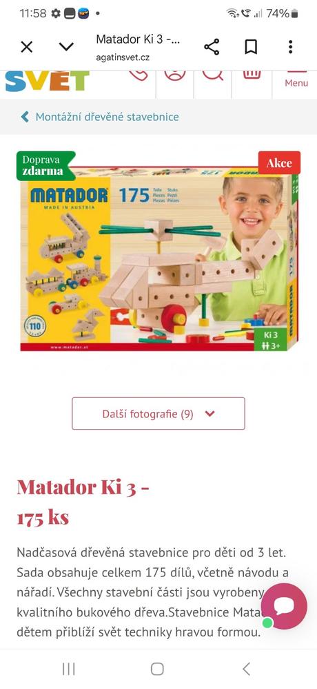 Stavebnica matador ki3 175ks,